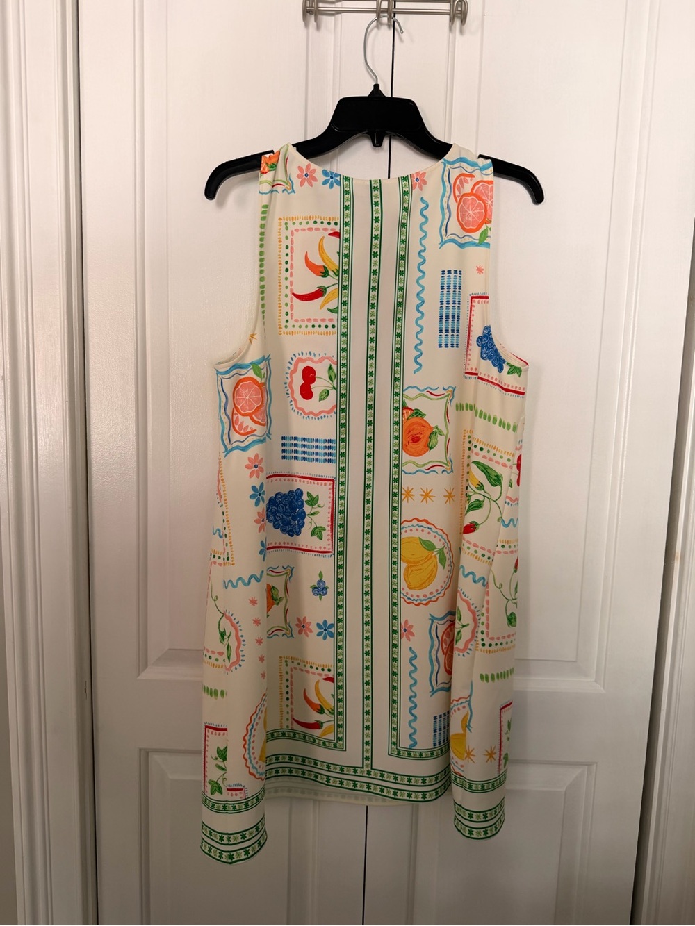 Maeve White Midi Dress with Multicolor Fruit & Border Print - Picture 5 of 5